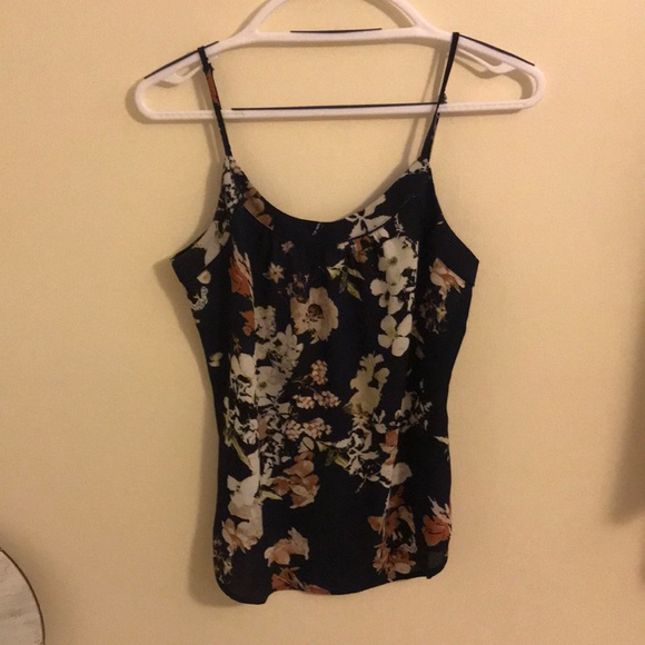 Ann Taylor loft navy floral tank - Picture 2 of 4